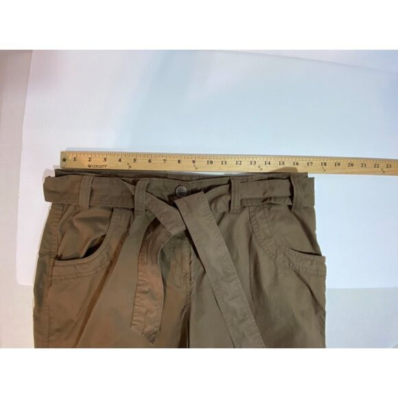 New Izod Cropped Pants with Matching Belt and Ruched Hem Women’s Size 10 Brown - Picture 8 of 12